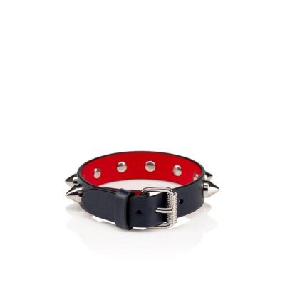 Bracelets ανδρικα Christian Louboutin M Loubilink Bracelet 15 Calf P Bracelets σκουρο μπλε ασημι | GR-75114