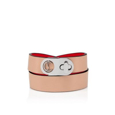Bracelets γυναικεια Christian Louboutin Elisa Bracelet Double 15 Calf Bracelets καφε ασημι | GR-00024