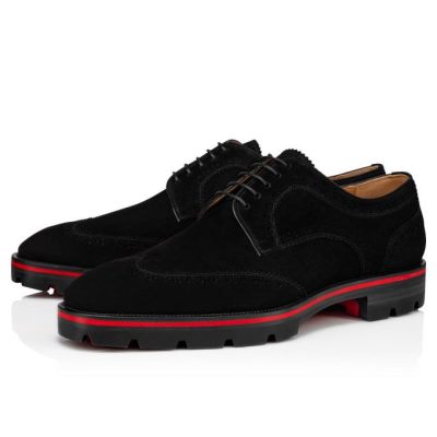 Derby ανδρικα Christian Louboutin Laurlaf Veau Velours Derby μαυρα | GR-11695