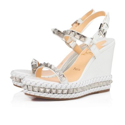 Espadrilles γυναικεια Christian Louboutin Pyraclou 110 Calf Espadrilles ασπρα | GR-35867