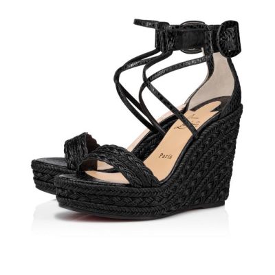 Espadrilles γυναικεια Christian Louboutin Bodrum 110 βαμβακερα Espadrilles μαυρα | GR-71923