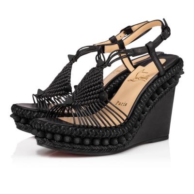 Espadrilles γυναικεια Christian Louboutin Janis In Spain 110 Calf Espadrilles μαυρα | GR-94049