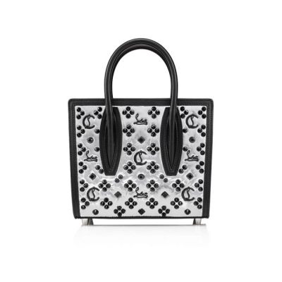 Evening Bags γυναικεια Christian Louboutin Paloma S Mini Creative Fabric Evening Bags ασημι μαυρα | GR-00728