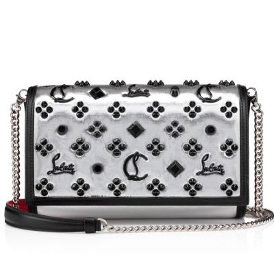 Evening Bags γυναικεια Christian Louboutin Paloma Clutch Creative Fabric Evening Bags ασημι μαυρα | GR-59771