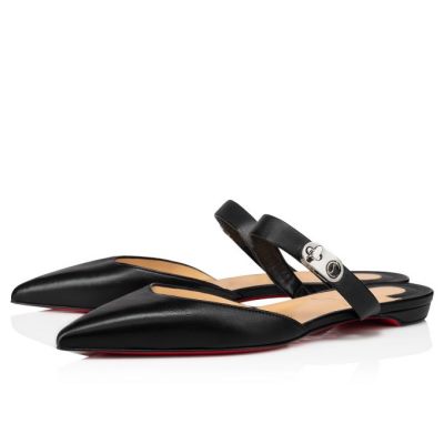 Flats γυναικεια Christian Louboutin Choc Lock Nappa Flats μαυρα | GR-77445