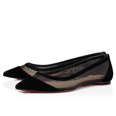 Flats γυναικεια Christian Louboutin Galativi 000 Version Veau Velours Flats μαυρα | GR-27386