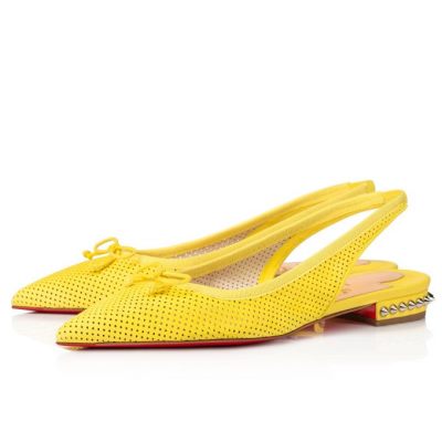 Flats γυναικεια Christian Louboutin Hall sling σουετ Flats κίτρινα | GR-34301