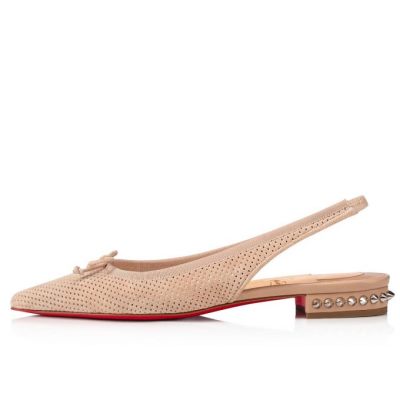 Flats γυναικεια Christian Louboutin Hall sling Veau Velours Flats Μπεζ | GR-94019