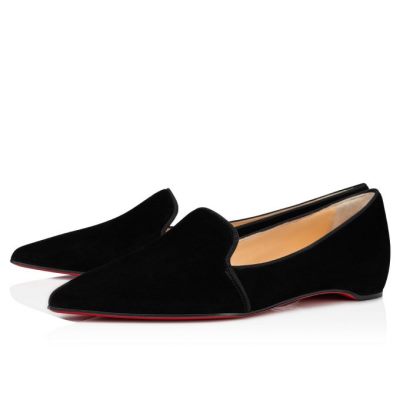 Flats γυναικεια Christian Louboutin Kashasha Veau Velours Flats μαυρα | GR-19162
