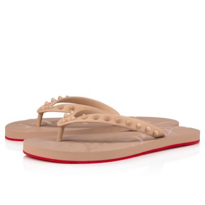 Flats γυναικεια Christian Louboutin Loubi Flip 1 Plastic Finish Flats Μπεζ | GR-25320