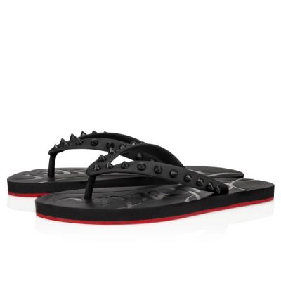 Flats γυναικεια Christian Louboutin Loubi Flip Plastic Finish Flats μαυρα | GR-26302
