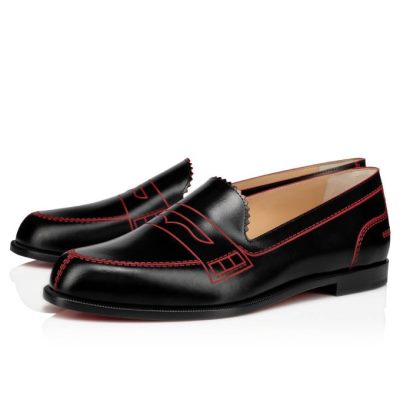 Flats γυναικεια Christian Louboutin Mocalaureat 000 Calf Flats μαυρα κοκκινα | GR-47750