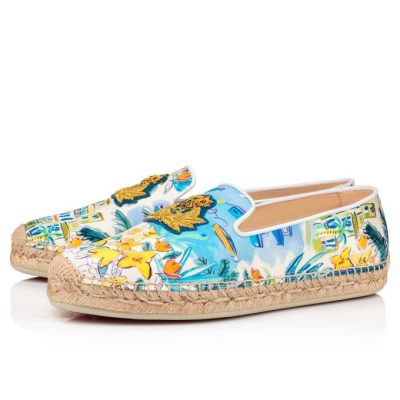 Flats γυναικεια Christian Louboutin Nanou Orlato Crepe Satin/Satin/Lurex Flats Πολύχρωμο ασπρα | GR-43966