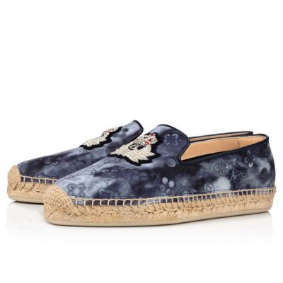 Flats γυναικεια Christian Louboutin Nanou Orlato βαμβακερα Flats Πολύχρωμο μπλε | GR-80703