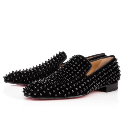 Loafers ανδρικα Christian Louboutin Dandelion Spike 000 Veau Velours Loafer μαυρα | GR-27312