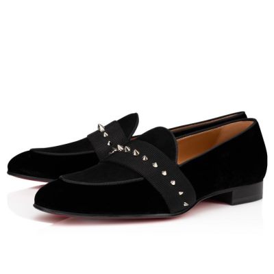 Loafers ανδρικα Christian Louboutin Nit Night κλασικα Fabric Loafer μαυρα ασημι | GR-04252