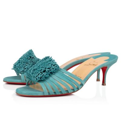 Mules γυναικεια Christian Louboutin Belbrossa 55 Veau Velours Mules μπλε | GR-86198