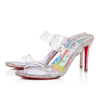 Mules γυναικεια Christian Louboutin Just Strass 85 σουετ Mules ροζ Πολύχρωμο | GR-28972