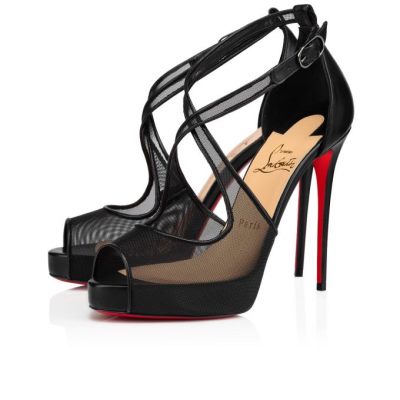 T Strap γυναικεια Christian Louboutin Mariacar 120 Fishnet T λουρακια μαυρα | GR-02221
