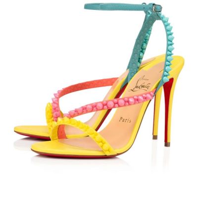 T Strap γυναικεια Christian Louboutin Mafaldina Spikes 100 Nappa T λουρακια Πολύχρωμο | GR-67791
