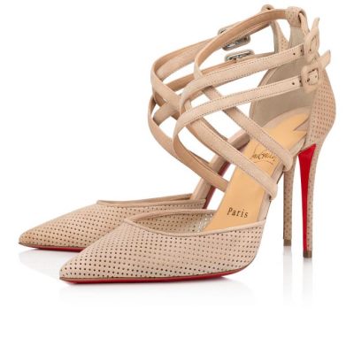 T Strap γυναικεια Christian Louboutin Victorilla 100 Veau Velours T λουρακια Μπεζ | GR-23920