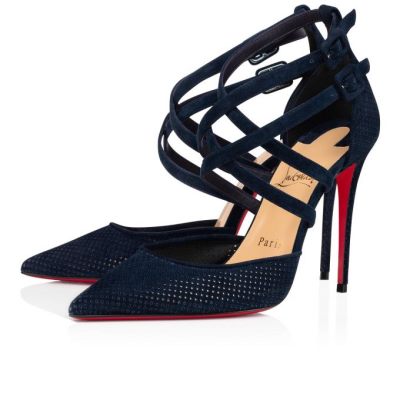 T Strap γυναικεια Christian Louboutin Victorilla 100 Veau Velours T λουρακια μπλε | GR-98579