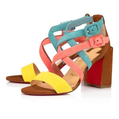 T Strap γυναικεια Christian Louboutin Zefira 85 σουετ T λουρακια Πολύχρωμο | GR-17504