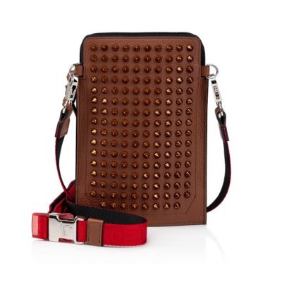 pouches ανδρικα Christian Louboutin Loubilab κλασικα δερματινα Pouches καφε | GR-30929