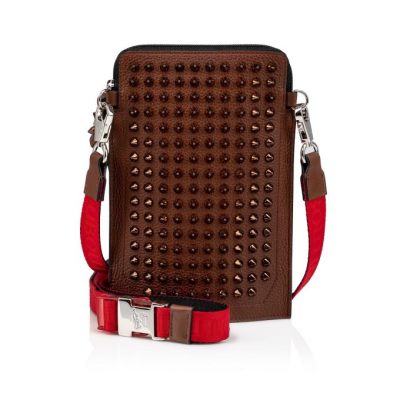 pouches ανδρικα Christian Louboutin Loubilab κλασικα δερματινα Pouches καφε | GR-31346