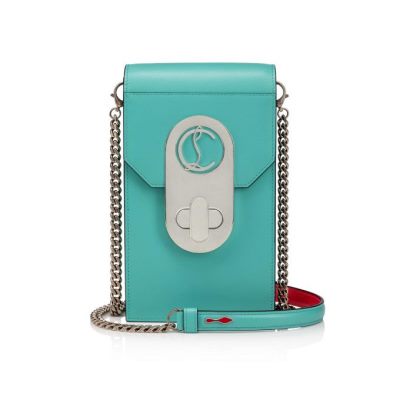 pouches γυναικεια Christian Louboutin Elisa Phone Pouch κλασικα δερματινα Pouches τυρκουάζ ασημι | GR-72829