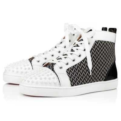Αθλητικά Παπούτσια ανδρικα Christian Louboutin Lou Spikes Orlato βαμβακερα Sneakers ασπρα μαυρα | GR-31353
