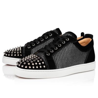Αθλητικά Παπούτσια ανδρικα Christian Louboutin Louis Junior Spikes Orlato βαμβακερα Sneakers μαυρα ασημι | GR-48296