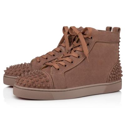 Αθλητικά Παπούτσια ανδρικα Christian Louboutin Lou Spikes 2 000 Mat Veau Velours Sneakers καφε | GR-74279