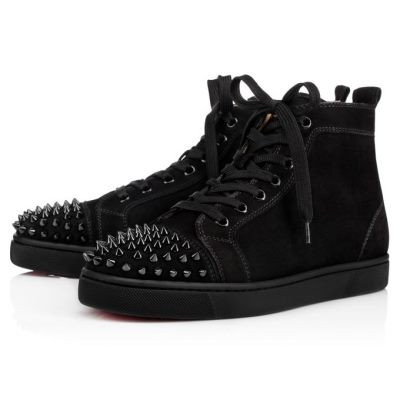 Αθλητικά Παπούτσια ανδρικα Christian Louboutin Lou Spikes 000 σουετ Sneakers μαυρα | GR-82139