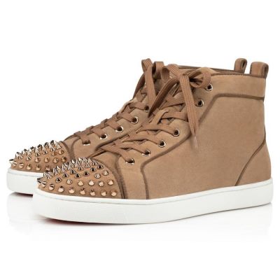 Αθλητικά Παπούτσια ανδρικα Christian Louboutin Lou Spikes Orla 000 Metal Veau Velours Sneakers καφε | GR-86541
