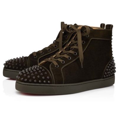 Αθλητικά Παπούτσια ανδρικα Christian Louboutin Lou Spikes 2 000 Mat Veau Velours Sneakers σοκολάτα | GR-88162