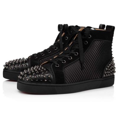 Αθλητικά Παπούτσια ανδρικα Christian Louboutin Lou Spikes 2 βαμβακερα Sneakers μαυρα | GR-96137