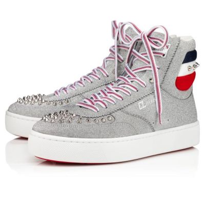 Αθλητικά Παπούτσια ανδρικα Christian Louboutin Top Rui Spikes Creative δερματινα Sneakers ασημι | GR-97584