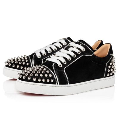 Αθλητικά Παπούτσια γυναικεια Christian Louboutin Vieira 2 Veau Velours Sneakers μαυρα ασημι | GR-02392