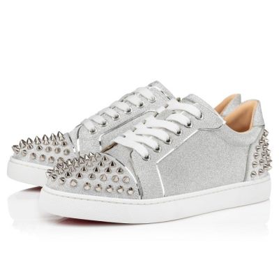 Αθλητικά Παπούτσια γυναικεια Christian Louboutin Vieira 2 Glitter Sneakers ασημι | GR-84108