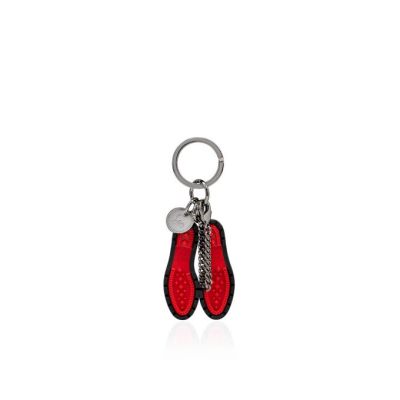 Κρίκος για κλειδιά ανδρικα Christian Louboutin M Lug Sole Metallic Finish Keyrings μαυρα κοκκινα | GR-07336