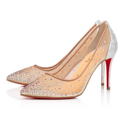 γοβεσ γυναικεια Christian Louboutin Follies Strass 85 Version Ab κλασικα Fabric Pumps ασπρα | GR-66472