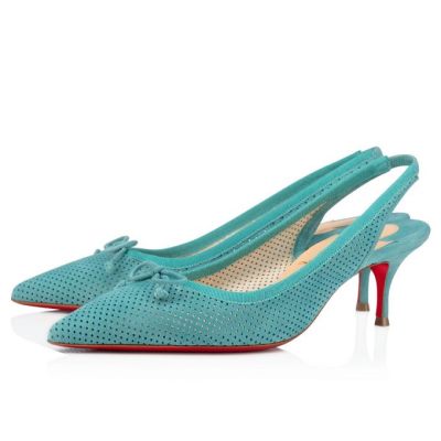 γοβεσ γυναικεια Christian Louboutin Hall sling Pump 55 Veau Velours Pumps μπλε | GR-32666