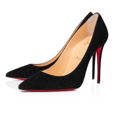 γοβεσ γυναικεια Christian Louboutin Kate 100 Veau Velours Pumps μαυρα | GR-26148