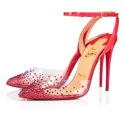 γοβεσ γυναικεια Christian Louboutin Spikaqueen 100 Pvc Pumps ροζ | GR-07647