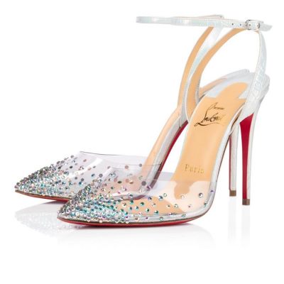 γοβεσ γυναικεια Christian Louboutin Spikaqueen 100 Pvc Pumps ασπρα | GR-21559