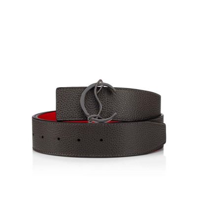 ζωνη ανδρικα Christian Louboutin Cl Logo Belt 40 κλασικα δερματινα Belts σκούρο γκρι κοκκινα μεταλλικός | GR-87286