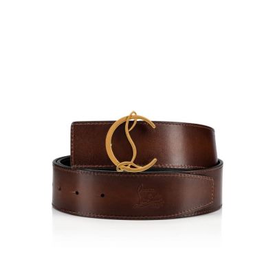 ζωνη ανδρικα Christian Louboutin Cl Logo κλασικα δερματινα Belts καφε | GR-88868
