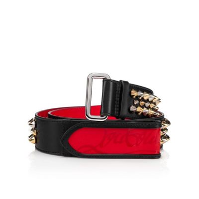 ζωνη ανδρικα Christian Louboutin Loubi Belt κλασικα δερματινα Belts μαυρα κοκκινα Πολύχρωμο | GR-55635