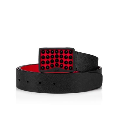 ζωνη ανδρικα Christian Louboutin Louis Belt Mat κλασικα δερματινα Belts μαυρα | GR-73770